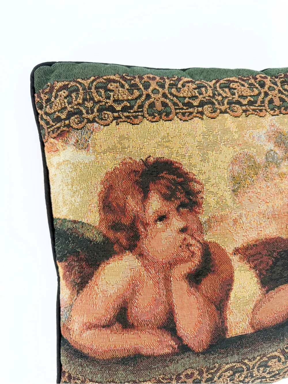 Vintage Raphael Cherubs Tapestry Throw Pillow Renaissance Angels